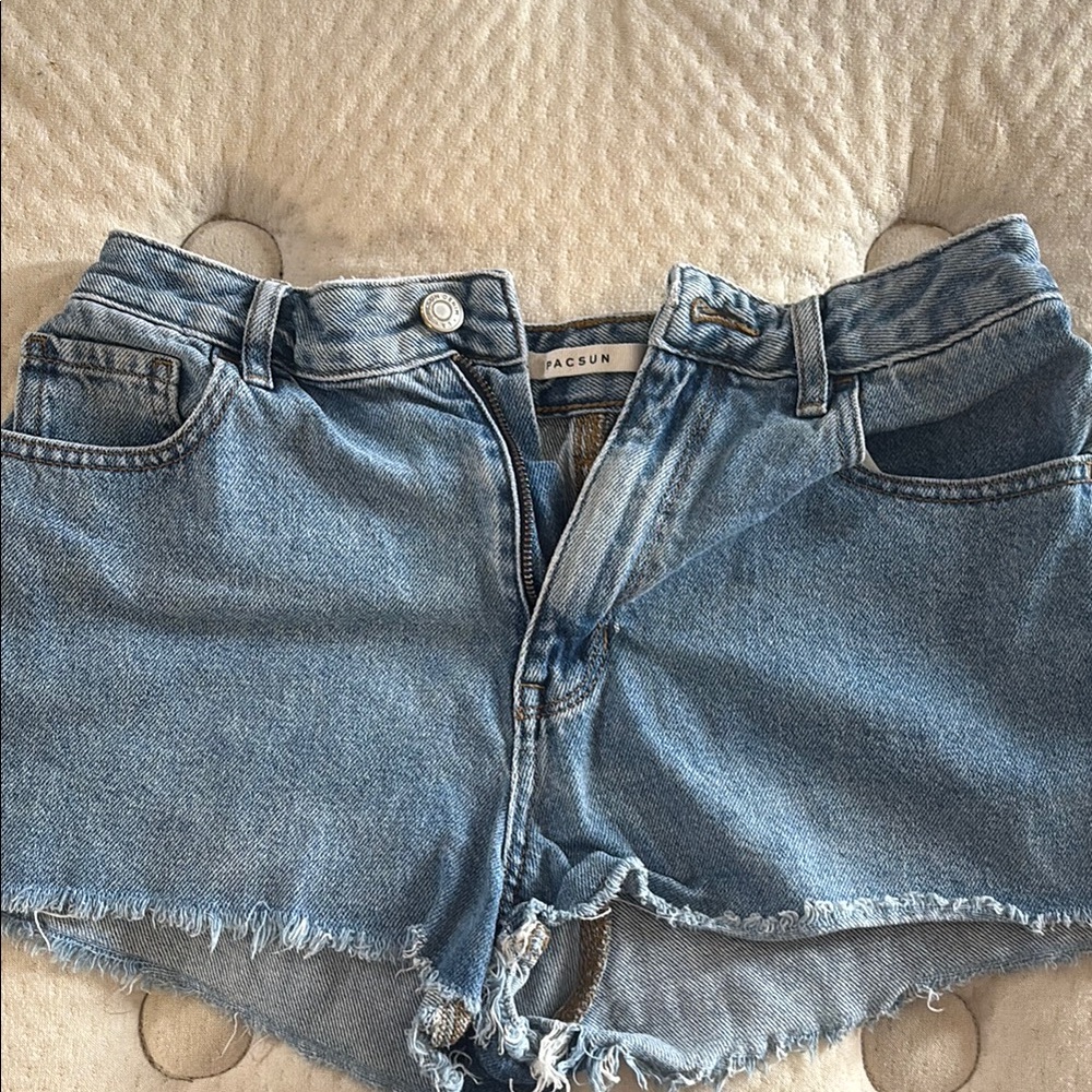 PacSun Blue Jean Shorts High-Waisted Distressed